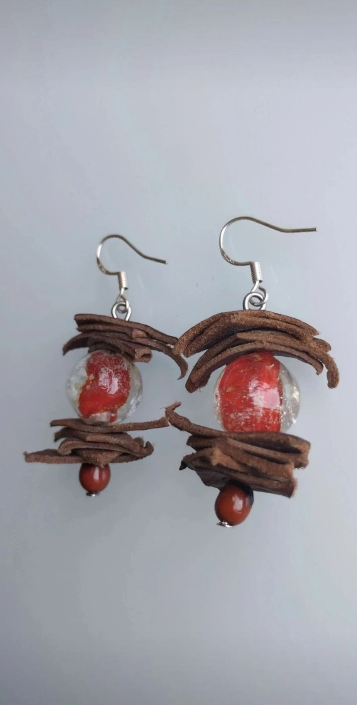 🪾❤️🐂Prachtige Murano Kristallen Oorbellen, Leer en Amazone Zaden🐂❤️🪾 – photo 2